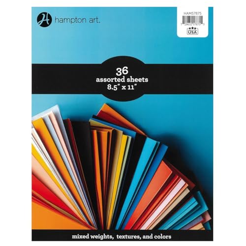 Hampton Art Cardstock Variety Pack 8.5 x 11 Inches, Assorted Cardstock Paper for Scrapbooking, Card Making and Crafts, Acid Free Lignin Free Archival Quality, 36 Sheets