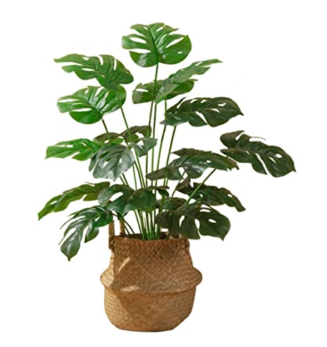 WOTZOV Árbol Artificial de plástico con Ramas de Monstera, Ideal para Decorar el hogar, la Sala de Estar y la Oficina, 70 cm.
