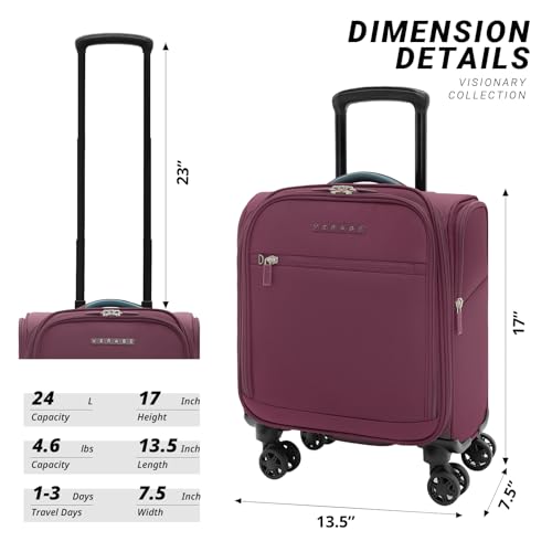 Image of VERAGE Carry On Underseat Luggage with Wheels & USB Port, Wheeled Spinner Bag Carry-on Luggages for Airlines, Lightweight Suitcase Men Women, Pilots and Crew (Upgrade-14-Inch Compact)