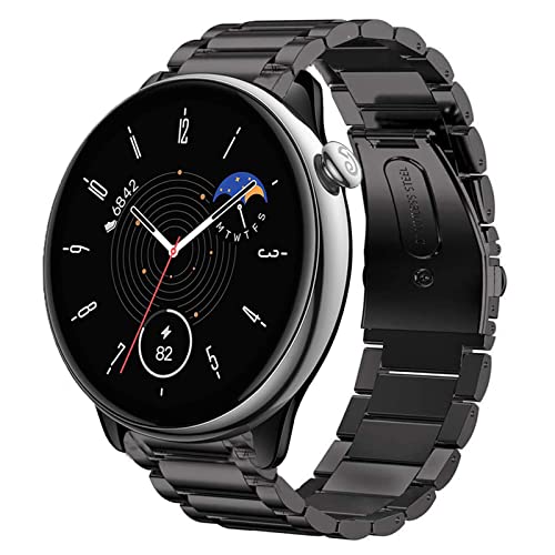 Bracelet Amazfit GTR Mini à dégagement rapide en acier inoxydable noir durable