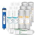 Membrane Solutions 5 Micron 10" x 2.5" Sediment and Carbon Filters, 75 GPD RO Membrane and T33 Post Inline Carbon Filters
