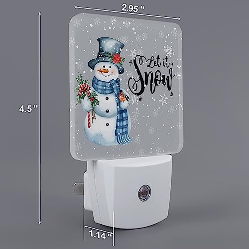 Image of Night Light Plug in LED Night Lamp Automatic Sensor Kids Night Lights Plug into Wall, Black Hat Blue Scarf Snowman Christmas Candy Cane Square Night-Lights for Bedroom Bathroom Kitchen Hallway Decor