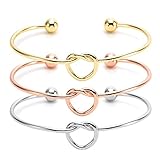 QLKILYR 3 Pcs Knot Bracelet, Adjustable Open Love Knot Bangle, Cuffs Bracelet for Women Girls Brides