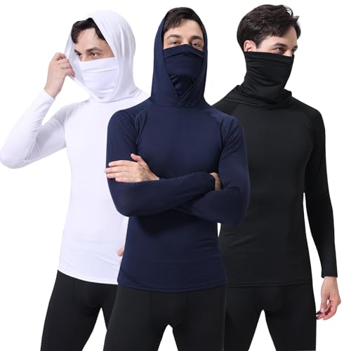 Sweat protection solaire UPF 50+ homme avec masque intégré (Lot de 3)
