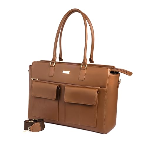 Image of Strokes by Namrata Mehta Oversized Tote Bag for 17 inch Laptop | Trolley Sleeve and Detachable Strap | Large Tote Bags for Women for Office Use, Work | 8 Pockets and Bottle Holder