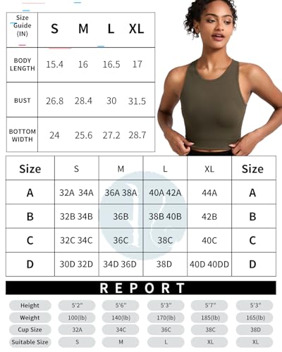 Image of RUNNING GIRL Sports Bras for Women High Impact Seamless Ribbed Longline High Neck Workout Crop Tank Tops(BX3067Army Green,M)