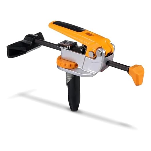 BORA Auto-Adjust In-Line Dog Clamp mit geteiltem Dog-Peg, 360° Drehbasis, 75 mm Spannweite, 11–250 kg Spannkraft – Gehärteter Stahl-Schubstift – Passend für 20 mm & 3/4" Lochplatten