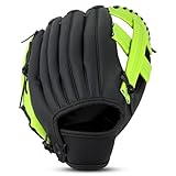 HolyElks Baseball Glove, Softball Glove, Baseball Mitt, 10.5''-12.5'' for Youth Adult Training and Beginner Play, Synthetic Leather Outfield Mitts, Right Hand Throw (Black,Green, 10.5)