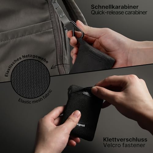 Siegvoll Picknickdecke klein mit praktischem Karabiner, ultraleichte ultradünne tragbare Stranddecke, Outdoor Decke für Picknick, Strand, Camping, Wandern, Fahrrad und Reisen (Schwarz, 2-3 Personen)