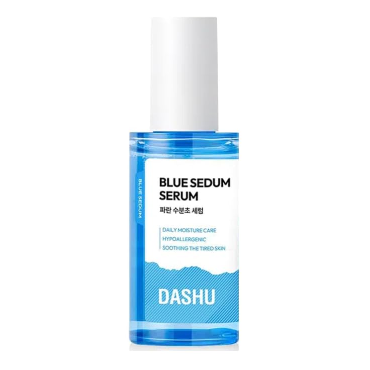 DASHU Blue Sedum Water Serum | Hydrating Skin Serum Water Based Moisturizer for Face 8 Hyaluronic Acids | Men’s Grooming Essentials 2.19 fl oz