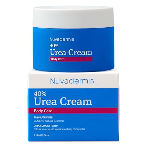 NUVADERMIS 40% Urea Cream - Full Body Moisturizing Cream for Extremely Dry Skin - Maximum Strength Urea Cream with 40 Percent Urea for Feet, Hands, Elbows & Body - Urea + Salicylic Acid – 5.3 fl oz