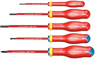 Facom AT5VE.PB Set of 5 Insulated Screwdrivers, Red/Black