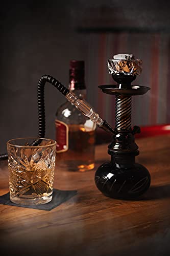 WEELOV Shisha 26 cm, mit 1 Schlauch, Glas-Bowl Wasserpfeife in praktischer Größe, Hookah Orient stylisch - schwarz – Bild 6
