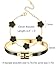 fekang H Bangle & Clover Bracelet for Women - Stainless Steel Fashion Jewelry - Gold H Bangle and Lucky Five Leaf Clover Bracelet - Elegant Bracelets Set - Gift for Women (Gold-Black Set)