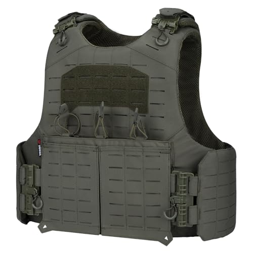 PIKEON Tactical Weighted Vest Quick Release Airsoft Paintball Laser Cutting Adjustable Outdoor Lightweight Vest (Green)