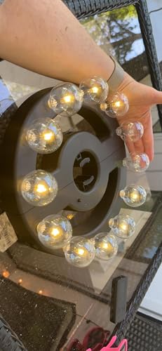 ZHONGXIN Umbrella Light, Outdoor Patio Umbrella LED Lights Battery Operated with Timer, Brightness Adjustable Umbrella Pole Light with 12 Warm White G40 Led Bulbs, for Backyard Umbrellas Camping Tent