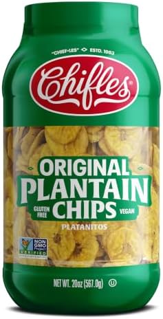 CHIFLES Original Sea Salt Plantain Chips, 20 oz Tub, Crunchy Snack