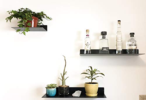 Diy Cartel Made In Usa Linear Floating Shelf - Forged Steel/Metal - Industrial Heavy Duty Metal Wall Mounted Modern Rustic Farmhouse Designed Shelf (12-In X 8-In Powder Coated Matte Black) #TOP3