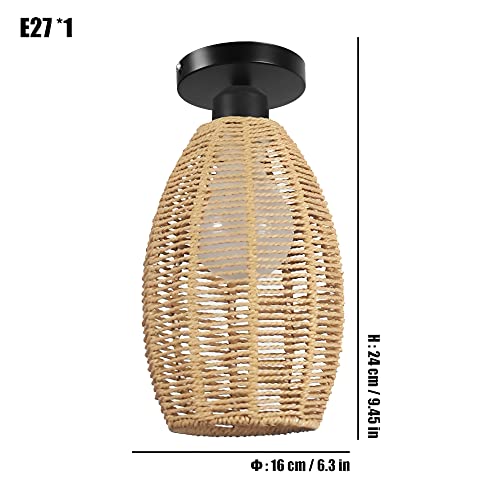 Plafonnier en rotin fait main avec diffusion lumineuse ombres ciselées - 7