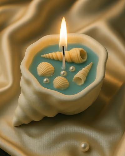 Image of CHRONIKLE Seashell Glow Candle | Handcrafted Scented Soy Wax Candle for Home Decor, Pooja, Festive Lighting & Gifting