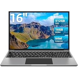 JUMPER Ordenador Portatil, 16GB RAM 512GB SSD, 16´´ FHD PC Portatil, Celeron hasta 2,9 GHz, 1920 * 1200 IPS, 2.4G+5G WiFi, USB3.0×2, Bluetooth 4.0, 2023