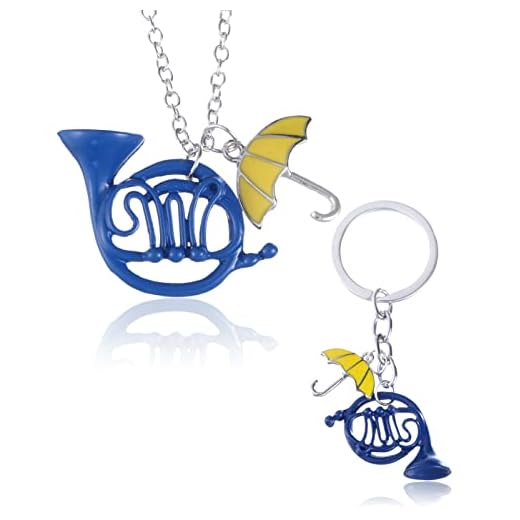 2 llaveros de cuerno francés, How I Met Your Mother, colgante de paraguas con llavero de esmalte de cuerno azul, regalos para padres, regalos de cumpleaños, regalos de vacaciones