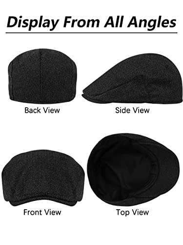 Kuttor UA5501 3 Pieces Men'S Herringbone Flat Newsboy Hat Tweed Newsboy Cap Cabbie Driving Hunting Cap thumb #3