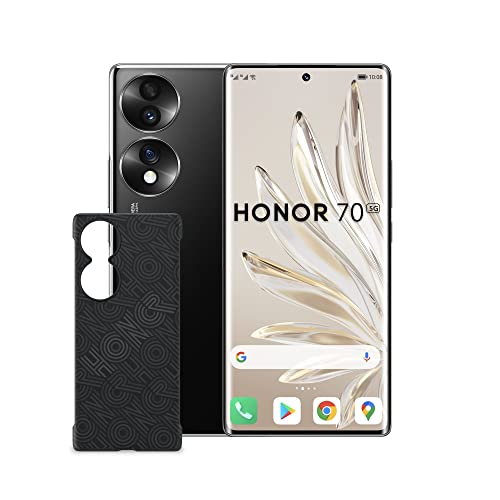 HONOR 70 Teléfono Móvil + Carcasa, Smartphone 5G 8+128GB Pantalla 6.67' OLED Curvo 120Hz, Triple Cámara 54MP, Android 12, Batería 4800mAh, Supercharge 66W, Negro (Reacondicionado)