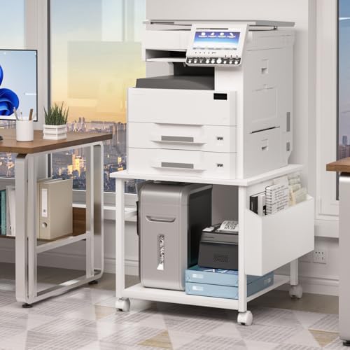 Image of Lerliuo White Large Printer Stand with Storage