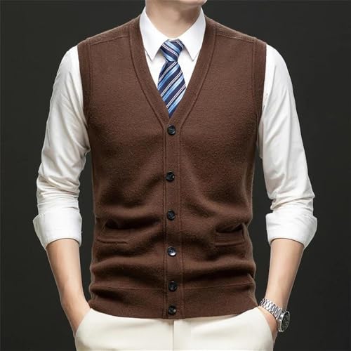 Bollrllr Winter Men's Wool Knitted Vest Sleeveless Button Warm Large Size Vest V Neck Business Vest2