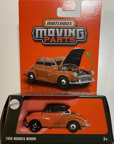 1956 Morris Minor Orange Matchbox Moving Parts 1/64 miniatura 1
