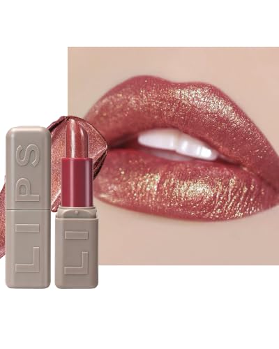 Image of Light Purple Metallic Glitter Lipstick, Shimmer Creamy Lip Stick for Women