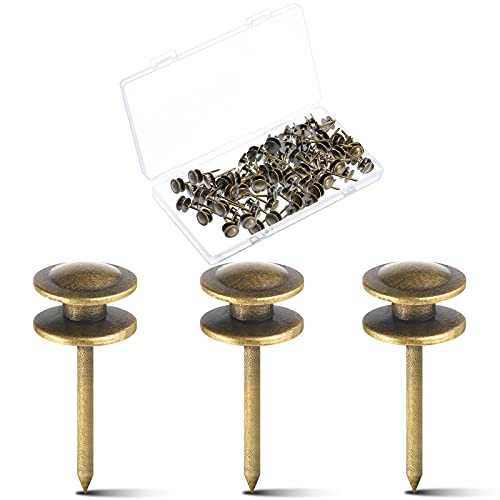 Image of Hotop 25 Pcs Double Headed Picture Hangers Nails Small Head Hanging Nails Picture Photo Hanging Hook Pins Decorative Nail Hook Hangers for Home Office School (Bronze)
