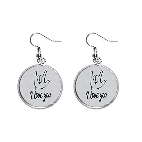 Pendiente de plata te amo con gesto personalizado negro y cerámica