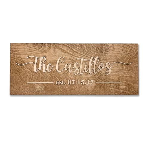 Personalized Family Name Sign – Custom Wooden Name Sign, Wedding Welcome Sign, Newlywed & Housewarming Gifts, New Home Gift Ideas, Family Name Sign, Hickory Hollow Designs (Est. Full Date) - Image 2
