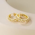 Gold Earrings Hoops 14K Gold Hoop Earrings for Women Cubic Zirconia Hoop Earring for Women Delicate Women's Hoops Earring 25MM - Image 2
