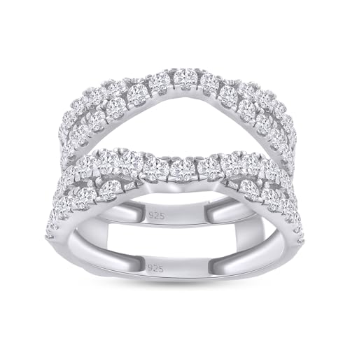 0.80 Carat (ctw) Lab Created Moissanite & Lab Grown Diamond Double Infinity Wedding Ring Guard Enhancer In 14K Gold Over Sterling Silver Jewelry (0.80 Cttw), Gift For Her