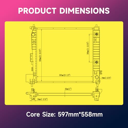 Image of 23-1 /2 inch Engine Coolant Radiator Compatible with Cadillac XT5 17-21 V6 3.6L XT6 20-21 V6 3.6L Chevrolet Blazer 19-22 L4 2.5L Blazer 19-22 V6 3.6L GMC Acadia 17-21 L4 2.5L Acadia 17-21 V6 3.6L