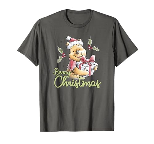T-shirt Disney Winnie l'Ourson Berry Christmas en coton rouge pour les fêtes de fin d'année