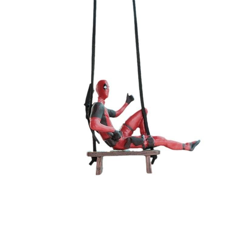 Image of YOURKARTS.COM Deadpool Car Hanging Toy | Superhero Rearview Mirror Accessory | Swinging Deadpool Figurine for Car Decor (Hanging Superhero-C)