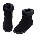 Vonair Girls Fuzzy Warm Winter Short Boots with Furry Faux Fur Lining Black Size Big Kids US 3