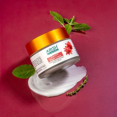 Image of ARISH BIO-NATURAL Essential Night Cream with Almond Oil, Ginseng & Sandalwood | Overnight Hydration & Skin Repair | Restores Glow While You Sleep | 50ml