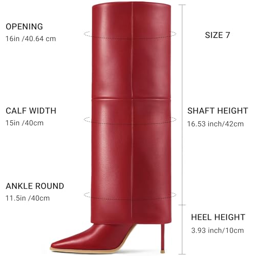 KaroNairy Fold Over Boots For Women Pointed Toe Knee High Boot Stiletto Heel Wide Calf Booties Long Boots Tall Boots3