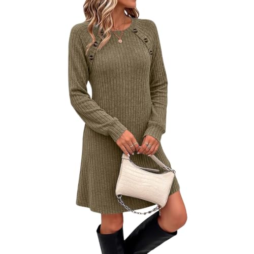 Fall Dresses for Women Long Sleeve Sweater Dress Crew Neck Tunic Tops - image 4