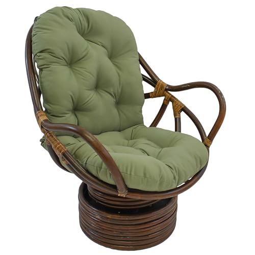 Blazing Needles Solid Twill Swivel Rocker Chair Cushion, 48' x 24', Sage