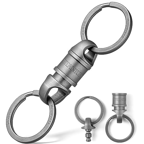 TISUR Titanium Quick Release Swivel Keychain, Heavy Duty Detachable Keychain Connector, Pull Apart Separating Key Chain, Key Ring Holder for Car Keys (1Pc Swivel Keychain +2pcs Titanium Key Rings) - Thumbnail 7