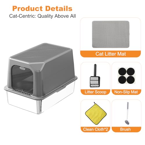 Arenero para gato XXL de acero inoxidable con tapa miniatura 7