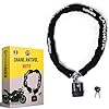 Chaine Moto - Scooter - Antivol Velo Electrique Ø10mm - Chaine Antivol Moto en Acier Cémenté Avec Cadenas Velo Antivol/Moto/Scooter - Longueur Chaine 110cm - Clé réversible