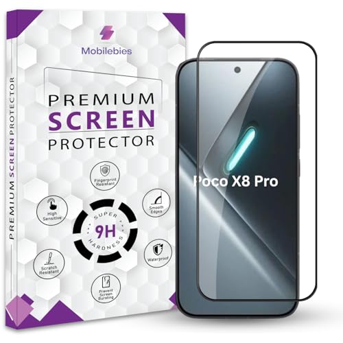 Image of Premium Tempered Glass Screen Protector Guard For Poco X8 Pro 5G (6.59 Inch, Pack of 1) | Edge to Edge Coverage With Easy to installation kit