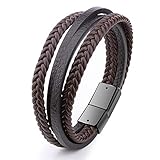 Armband Armreif Armkette Damen Trendy Leder Armbänder Herren Schmuck Edelstahl Multilayer Geflochtene Seil Armbänder Wickelarmbänder-H24028